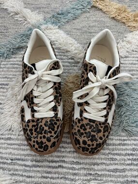 Blowfish Leopard-Print Lace-Up Sneakers in Brown and White